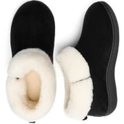 ROCK\u0026DOVE Footwear Women's Plush Faux Fur Collar Bootie Slipper
